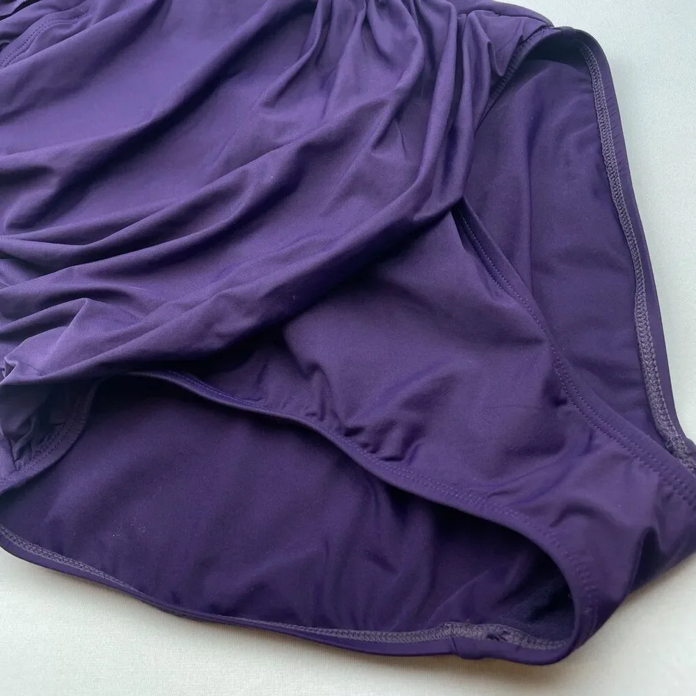 ~ Lauren Ralph Lauren 6 Swimsuit Underwire Tummy Control Ruffle 1-pc LRL Purple